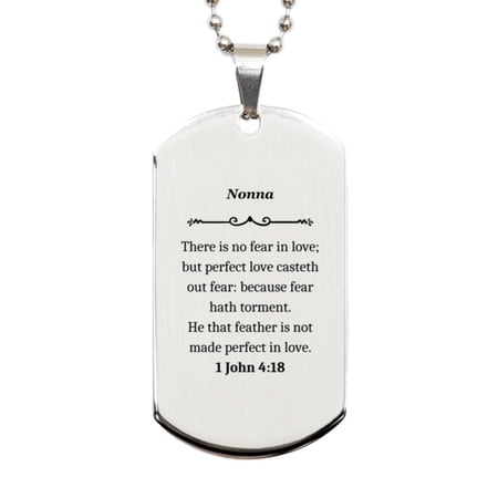Unique Silver Dog Tag Nonna Gift Engraved Inspirational Quote Religious Jewelry for Birthday and Holidays