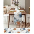 thumbnail image 3 of Thanksgiving Table Runner 120 Inches Long for Dining Table Decor,Blue White Pumpkin Eucalyptus Autumn Burlap Linen Farmhouse Table Runner Coffee Table Runners Dresser Scarf for Kitchen Party Holiday, 3 of 8