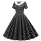 thumbnail image 1 of mfyjkho Vestidos de fiesta para mujer, Vestido vintage acampanado de moda para mujer, con lazo, para graduación, manga corta, estampado de lunares Vestidos largos para mujer l, 1 of 6