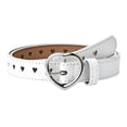 thumbnail image 5 of AJGRHE Girls Belt Size 6-12 Kids PU Leather Waist Belt Hollow Heart Design Metal Buckle for Girl Dress Pants Jeans White One Size, 5 of 5