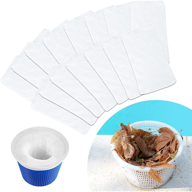 15 Pieces Pool Skimmer Socks Pool Filter Saver Socks Net Fine Mesh Filter Sock for Filters, Baskets, and Skimmers Swimming Pool Spa Supplies (White)