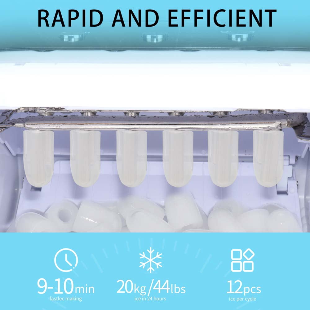 Portable Compact Electric Ice Cube Maker Machine, Automatic Countertop Ice Cube Maker Machine with Ice Scoop & Basket, Fast Ice Maker 44lb in 24 Hours, Self-Cleaning Ice Maker for Office Bar, T134