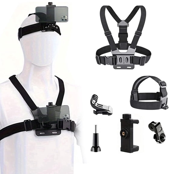 Phone Chest Mount,Chest Phone Holder for Filming,Mount Head Strap Holder Kit for Vlog/Pov,Compatible with Phone,Gopro Hero,Dji Osmo Action Cameras