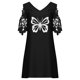 thumbnail image 5 of Vestidos de manga corta con hombros descubiertos y encaje con cuello en V estampado sexy de verano para mujer Fridja bnh5476, 5 of 9