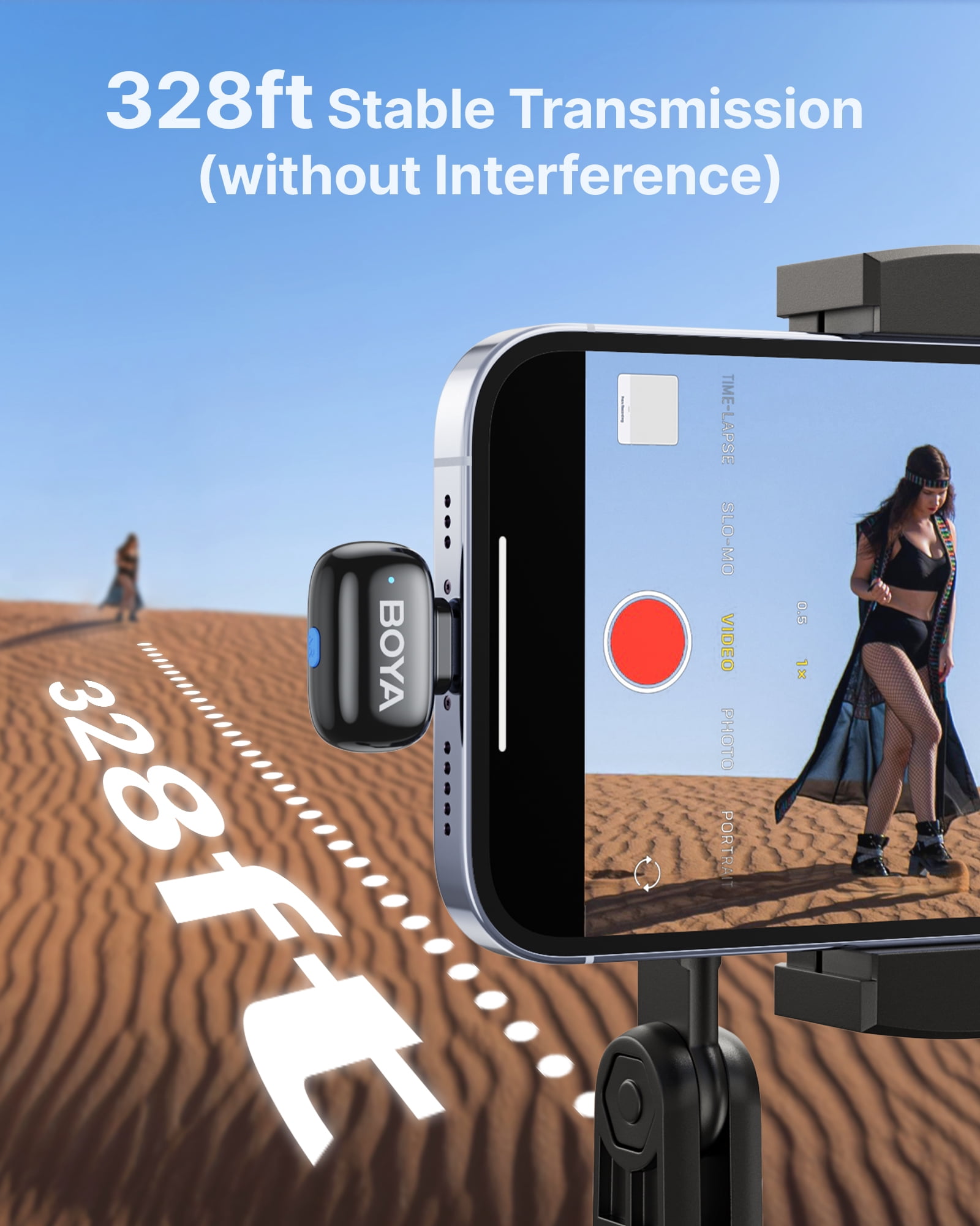 BOYA Mini 2 Wireless Lavalier Microphone with Charging Case, for iPhone/iPad/iPod, AI Cancelling, Portable,MIF, 328 FT, for Video Content Creation