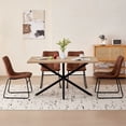 thumbnail image 5 of 55.1" Rectangle Dining Table for 2 4 Person, Small Mid Century Modern Kitchen Table with Metal Cross Legs for Restaurant, Apartment, Oak Dining Room Table for Meeting Study Room (Only Table), 5 of 8