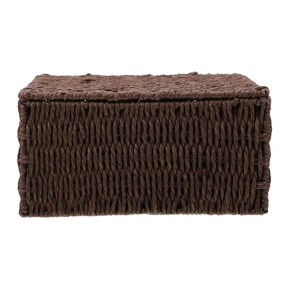 unbranded Natural Storage Bins Flip Storage Box Paper Rope Basket 23X23X12CM Coffee
