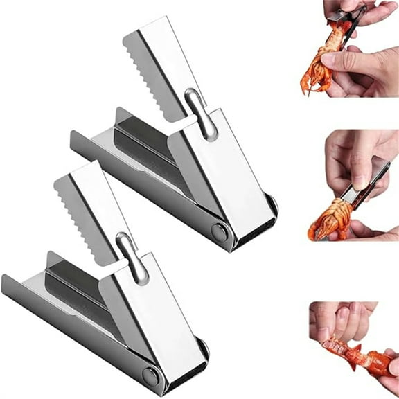 Crawfish Peeler Tool, Crawfish Tail Peeler, Stainless Steel Crawfish Shucker, Easy Crawfish Shell Cracker Crawfish Tail Remover Tool, Crayfish Shelling Device Seafood Tool (2pcs)