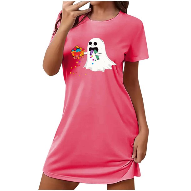 Camisón corto de talla grande para mujer, camisón de manga corta con estampado de pecho a la moda, camisón para mujer