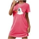 thumbnail image 1 of Camisón corto de talla grande para mujer, camisón de manga corta con estampado de pecho a la moda, camisón para mujer, 1 of 2