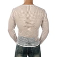 thumbnail image 3 of Frontwalk Mens Mesh Shirt Long Sleeve Muscle Top Crew Neck Net Blouse Men Casual Tee Fishnet White S, 3 of 4