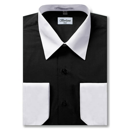 Berlioni Italy Men's Long Sleeve Two Tone Premium Dress (Best Italian Dress Shirts)