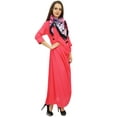 thumbnail image 5 of Bimba Designer Women's Cowl Maxi Peach Dress With Printed Tassel Scarf - 26, 5 of 5