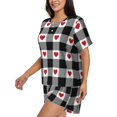 thumbnail image 3 of Womens Pajama Sets With Pocket, Heart Black Buffalo Plaid Gingham Lounge Sets Short Sleeve Sleepwear PJ Sets for Women, 3 of 6