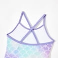 thumbnail image 6 of EliteGoogv One Piece Swimsuit Girls 3D Fish Scale Print Tulle Ruffle Skirt Tankini Set Criss Cross Straps Tutu Style Beach Bathing Suit,Purple,4, 6 of 9