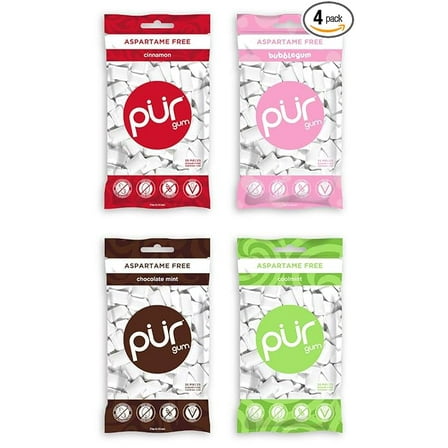 Pur Gum Variety Pack - Cool Mint, Chocolate Mint, Cinnamon and Bubblegum - 55 Pieces each
