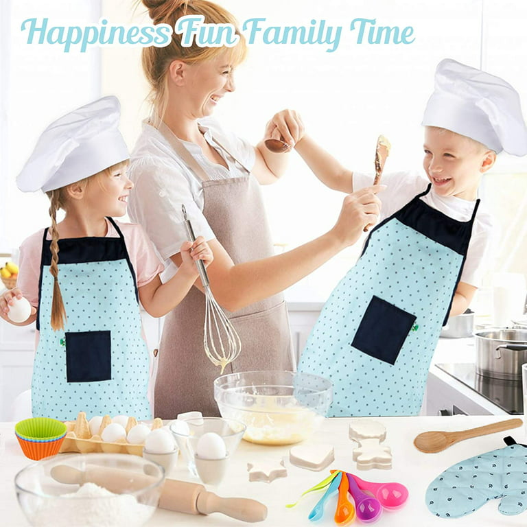 26Pcs Child Kids Cooking Baking Set w/Apron Chef Hat Cutters Rolling Pin  Gift