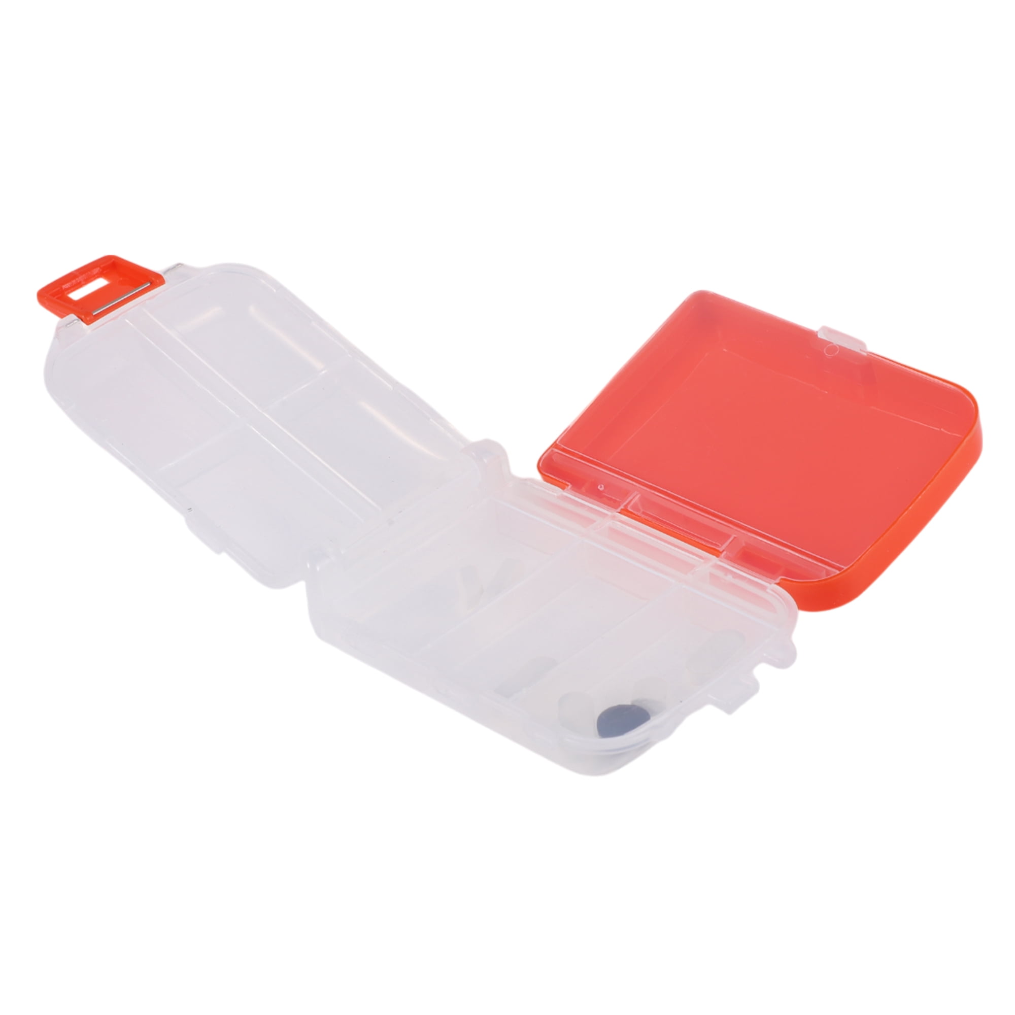 Unique Bargains Useful Durable 8 Grids 3 Fold Pill Case for Travel 1 Pc Clear, Orange