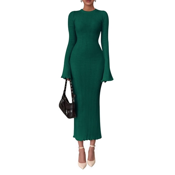 Vestido PRETTYGARDEN Otoño 2025 Verde Manga Campana XL