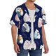 thumbnail image 2 of Balery Mom And Baby Owls Camisa Casual de Manga Corta con Botones para Hombre, Texturizada, Estilo Cubano, para Playa, Verano-Medium, 2 of 5