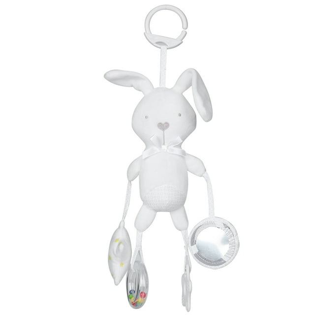 Muñeco infantil de juguete de dibujos animados con forma de animal, sonajero colgante con campana, mordedor para bebé, cochecito, muñeco de juguete de regalo, conejo