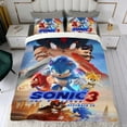 thumbnail image 4 of Sonic Conjunto de sábanas temático, trío de piezas, cómodo y amigable con la piel, diseño único, regalo de decoración para el hogar para familiares, amigos y fans,135X200cm, 4 of 6