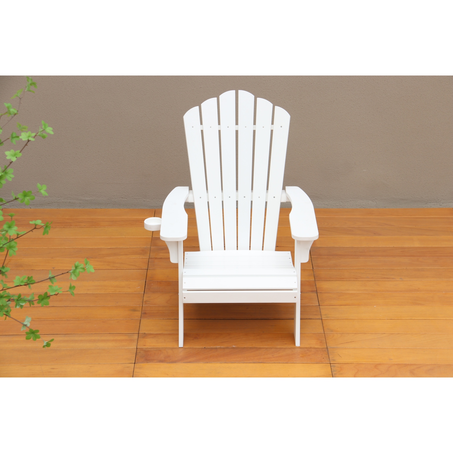 SUGIFT Adirondack Chair Backyard Outdoor Furniture,Patio Seating with Cup Holder,Fade-Resistant Plastic Wood for Lawn Patio Deck Garden Porch Lawn Furniture Chair,White - image 2 of 8