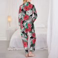 thumbnail image 3 of Pajama Sets for Women 2 Pcs, red flowers_A Button Down Long Sleeve Sleepwear Lounge PJ Sets, 3 of 6