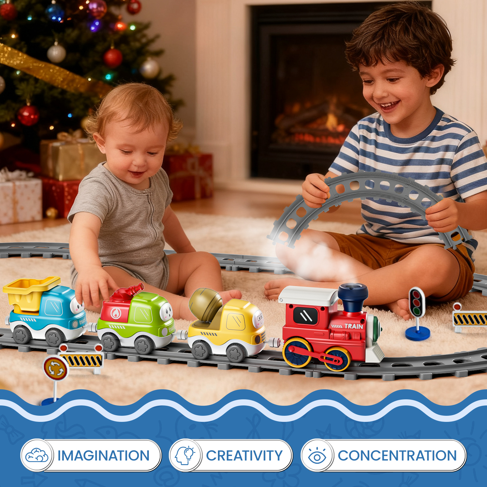 Dimoarch Electric Train Set with Steam & Lights photo 2