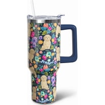 40 oz Shih Tzu Tumbler with Handle, Insulated Stainless Dog Tumbler Coffee Travel Mugs Cup Water Bottle Shih Tzu Lovers Gifts for Women Girls