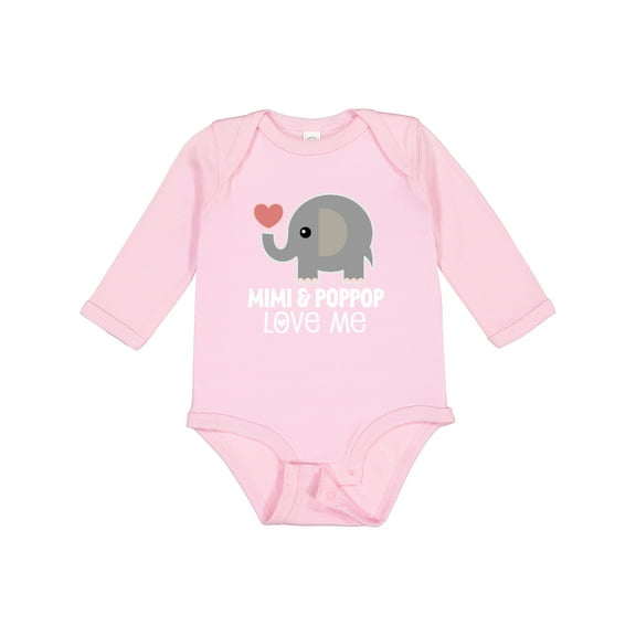 Inktastic Mimi and Poppop Love Me Grandchild Boys or Girls Long Sleeve Baby Bodysuit