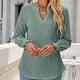 thumbnail image 2 of Camisa de manga larga para mujer, blusa tipo túnica con cuello en V, camisa de encaje de moda, 2 of 5