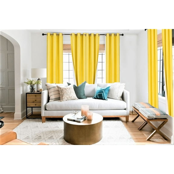 Yellow 1-piece Adam solid blackout grommet-top window curtain panel 37"inch wide x 63"-inch-long room darkening perfect decor home.