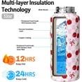 thumbnail image 2 of Cherry Water Bottle 32oz Insulated Stainless Steel Thermoses Sports Bottles Cup with Handle and Flip Straw Cherry Gifts Stuff for Girls Women, 2 of 6