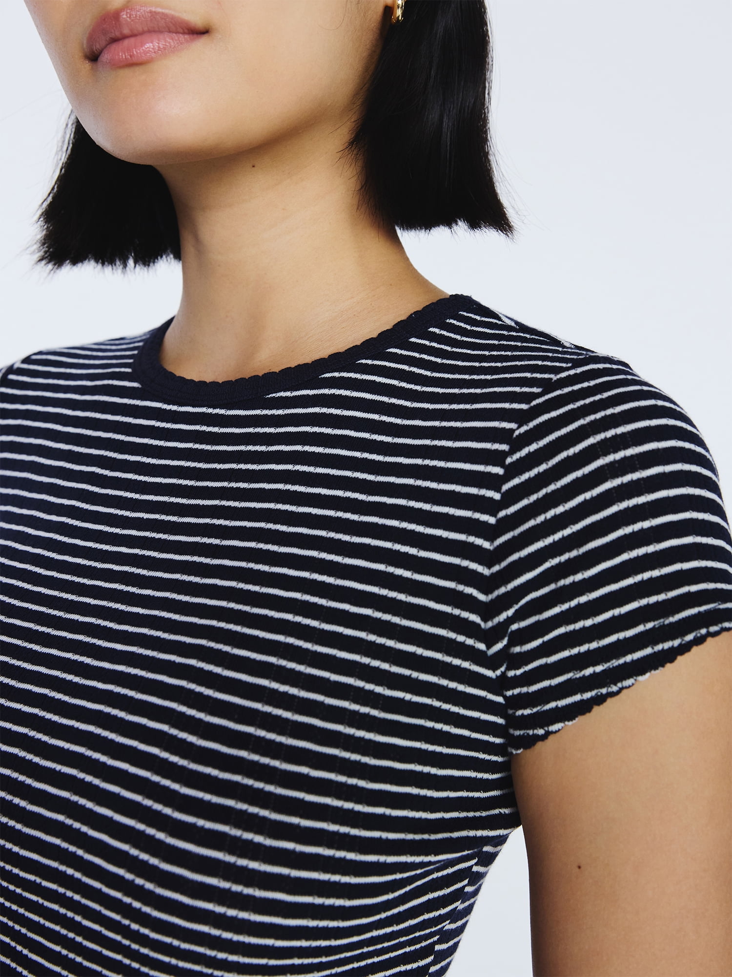Free Assembly Women's Pointelle Mini Tee with Short Sleeves, Sizes XS-4X