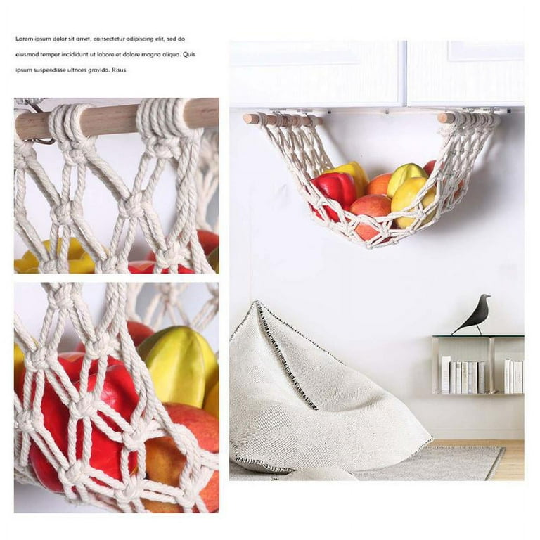 1pc Kitchen Hanging Basket Hand Woven Nordic Style Cotton Rope