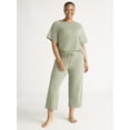 thumbnail image 6 of Joyspun Women's French Terry Short Sleeve Top and Capri Pants Pajama Set, 2-Piece, Sizes XS-3X, 6 of 6