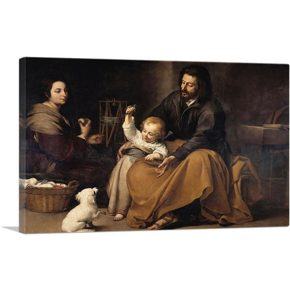 ARTCANVAS Sagrada Familia Del Pajarito Canvas Art Print by Bartolome Esteban Murillo - Size: 26" x 18" (0.75" Deep)