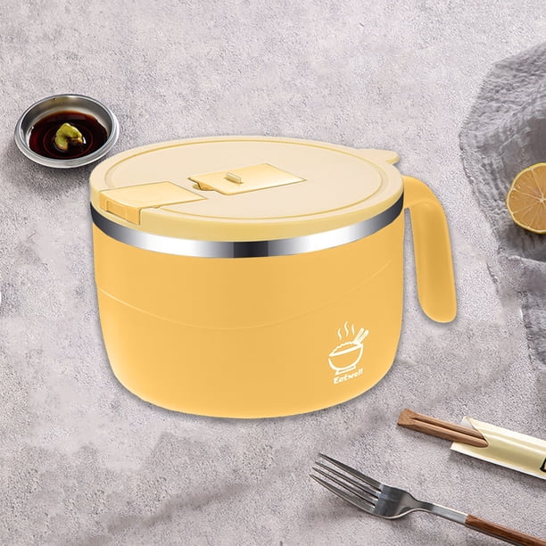 Bol à Ramen 1200 Ml En Acier Inoxydable 304 Avec Poignée, Couvercle Et Cuillère Résistante à La Chaleur - Idéal Pour Nouilles, Soupe, Udon Et Salades