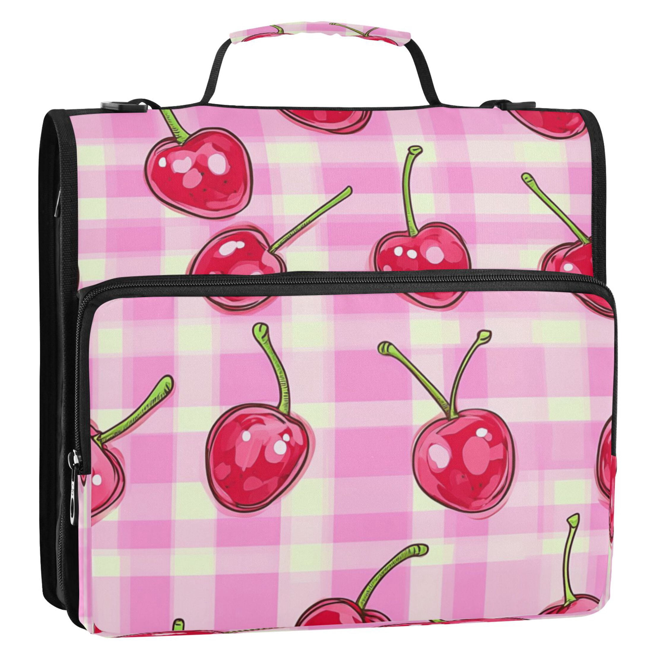 YAZAOO Zipper Binder trapper keeper Documents Organized Design Cherry Bliss Printed