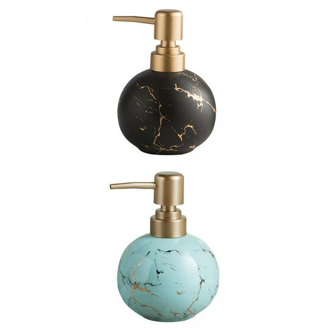 botella dispensadora de jabón,Dispensador de jabón de cerámica con bomba de baño,Fregadero de cocina dispensador de loción de manos decorativo,Botellas de champú de ducha Negro+Azul