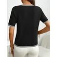 thumbnail image 2 of jinghuiyue Womens Short Sleeve Sweaters Tops Knit Crewneck Lightweight Summer Cropped T Shirts Casual Color Block Tees S, 2 of 6