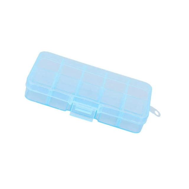 Decodeary 10 Grid Plastic Jewelry Removable Storage Box Multi-functional Organizer for Beads and Earrings Blue 12.8x6.5x2.2cm 1Set