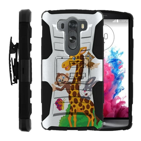 - LG V10 and LG G4 PRO Miniturtle® Clip Armor Dual Layer Case Rugged Exterior with Built in Kickstand + Holster - Cartoon Giraffe