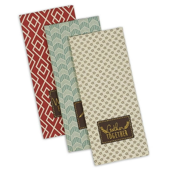 DII Modern Cotton Assorted Rustic Fall Dishtowels in Multi-Color (Set of 3)