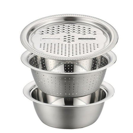 

RAINB Multifunctional Stainless Steel Basin Grater 3In1 Vegetable Cutter Drain Basket(30cm)