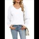 thumbnail image 2 of Camisas Casuales Holgadas de Larga para Mujer, Blusas Fruncidas con Cuello en V, Blusas de Moda. M, 2 of 10