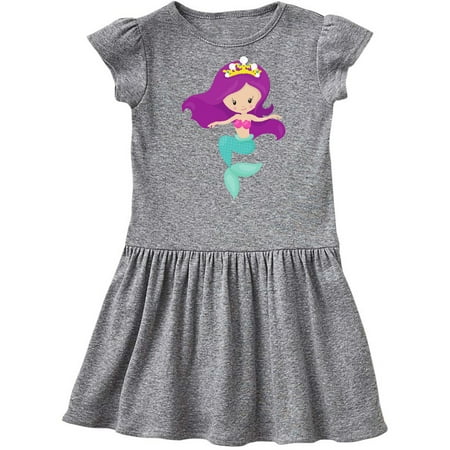 

Inktastic Cute Little Mermaid Purple Hair Crown Gift Toddler Girl Dress