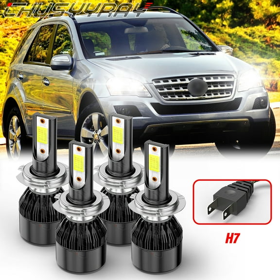 For Mercedes Benz ML350 2003-2011 2012 2013 2014 2015 - 4x H7 LED Headlight Hi-Lo Beam Bulbs Kit White