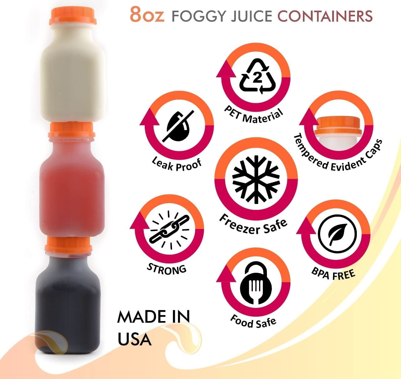 16oz Empty Plastic Juice Bottles with Tamper Evident Caps Freezer Safe 150  pcs